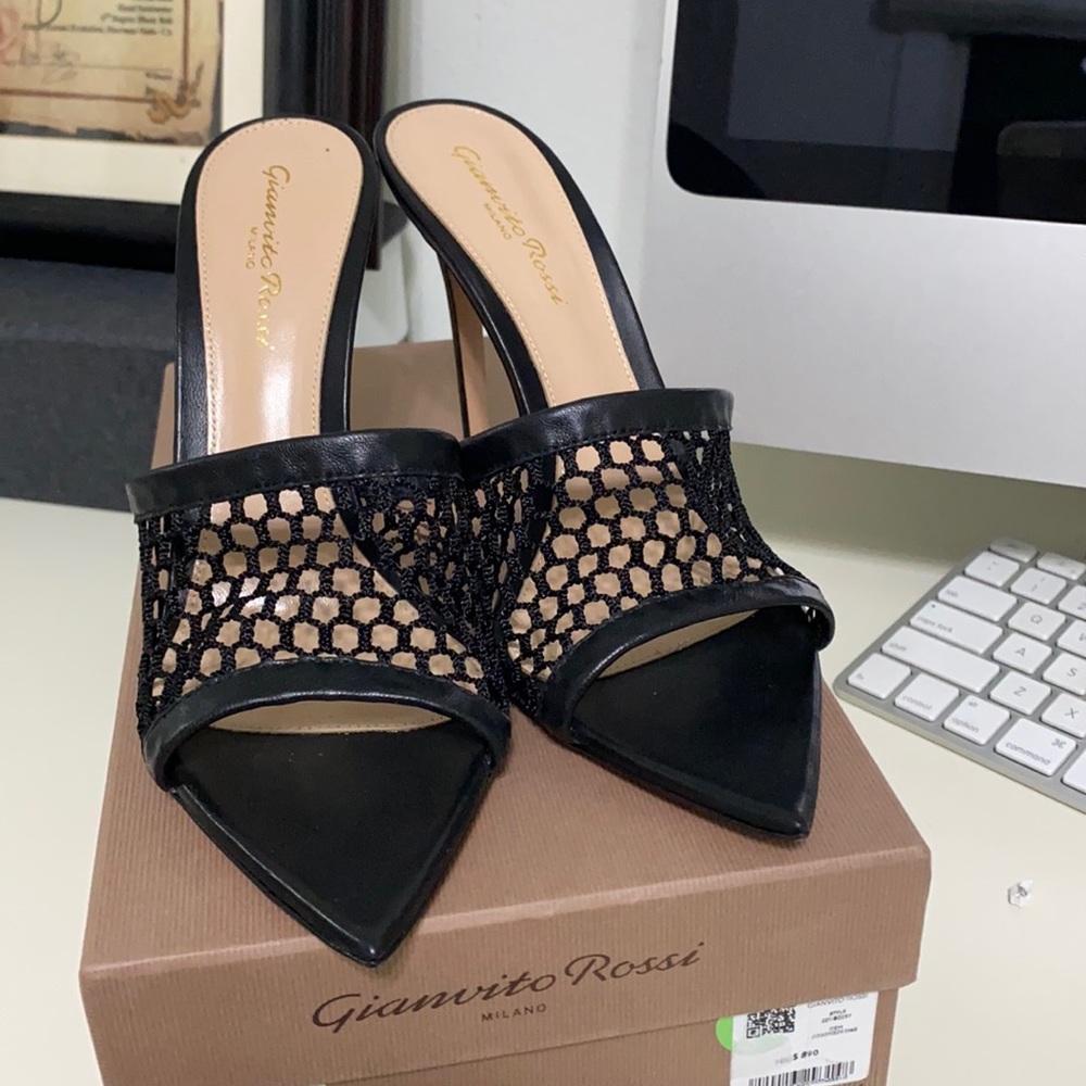 Gianvito Rossi 105mm Leather Alisia Mesh Mules